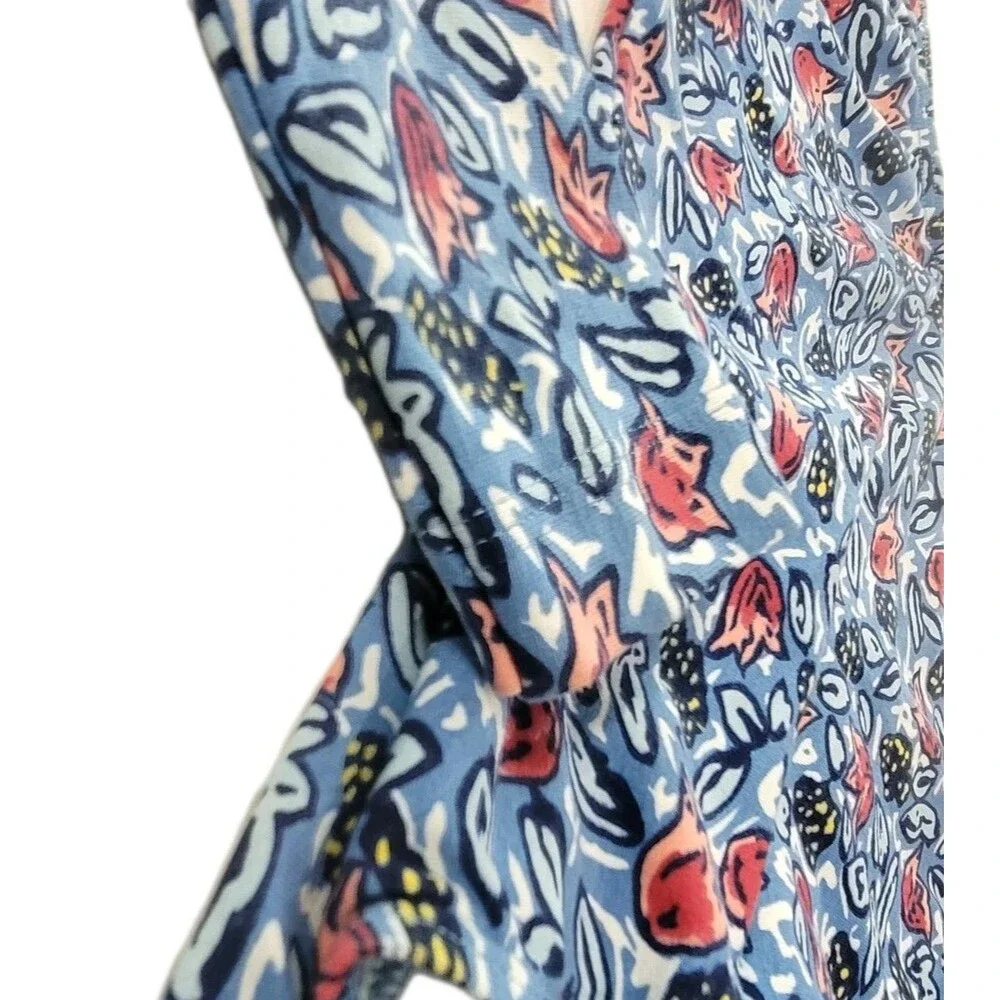 GK Elite VTG Tulip Garden LS Cotton Leotard Bodysuit 3/4 Sleeve Blue AM Adult M - Picture 3 of 13